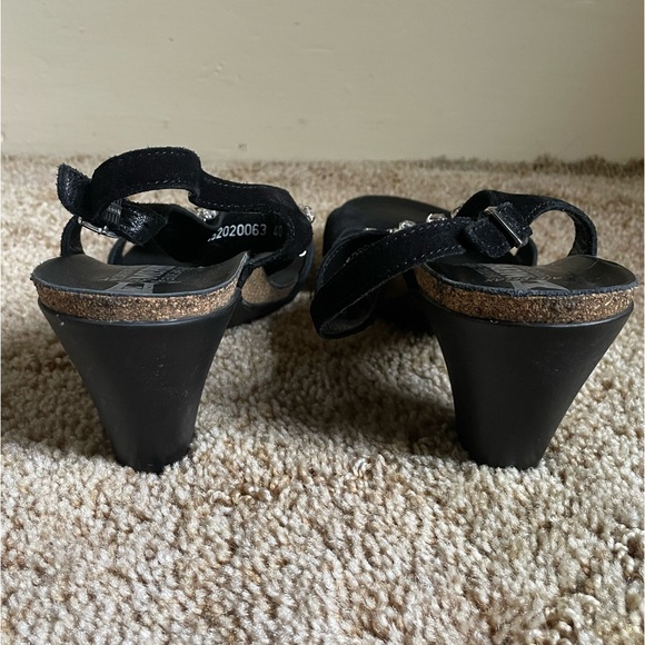 Mephisto Women’s Size 40 Wedge With Gems Leather Black Vacation Summer Office - Picture 10 of 13